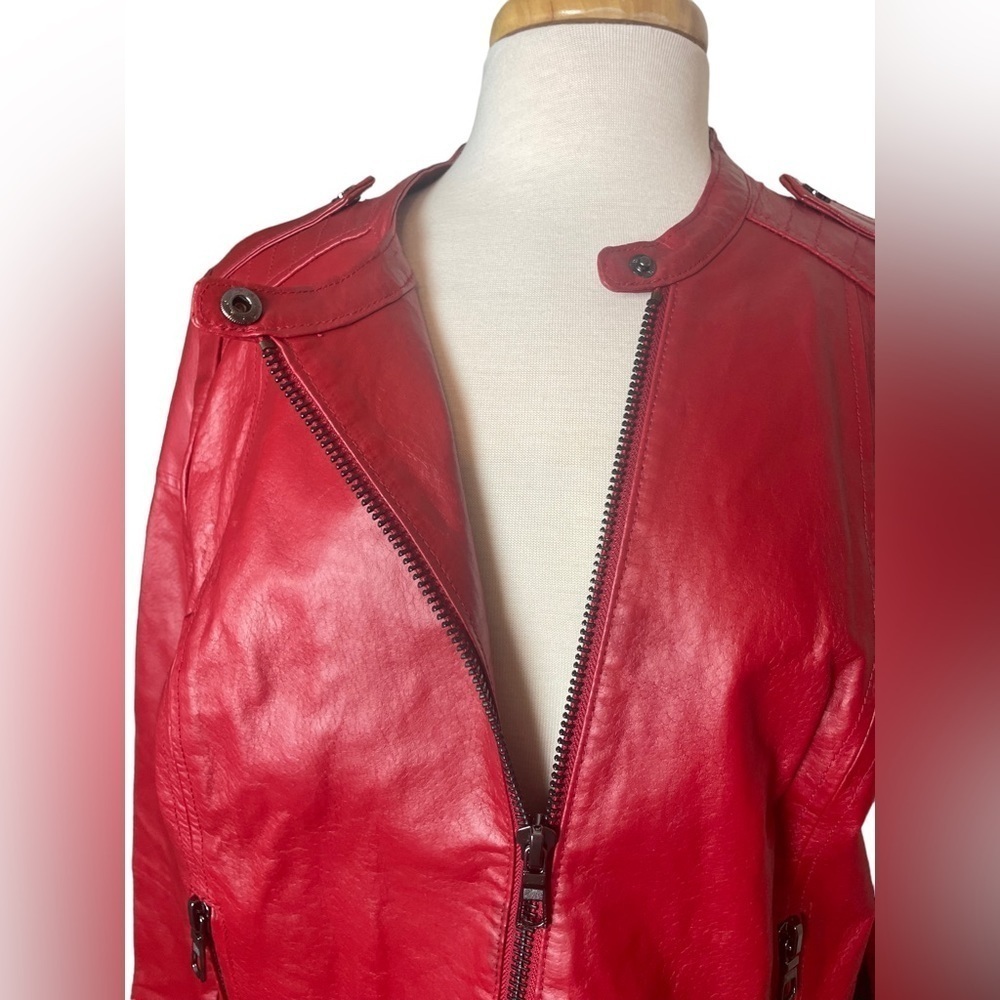 Twiggy London Red Leather Jacket - Picture 2 of 12